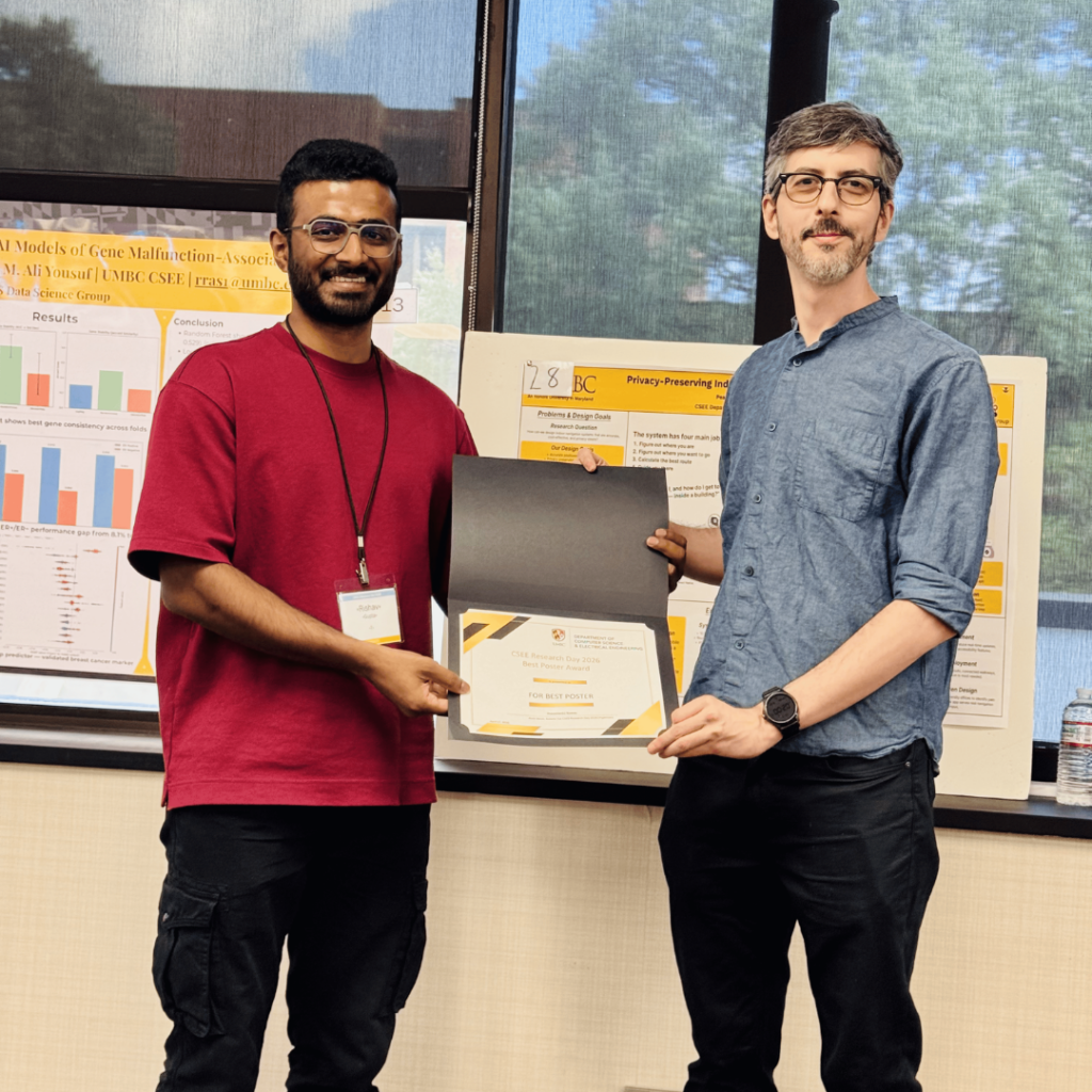 Rishav receiving a CSEE Research Day Best Poster Award